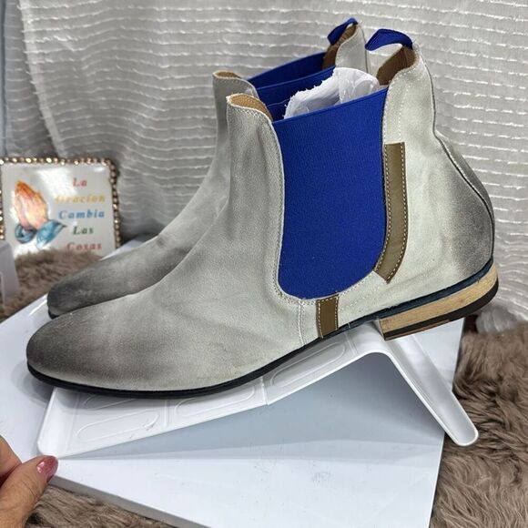 (R2) GIANFRANCO LATTANZI Men's high-end grey leather slip-on ankle boots S.12US - Picture 5 of 13